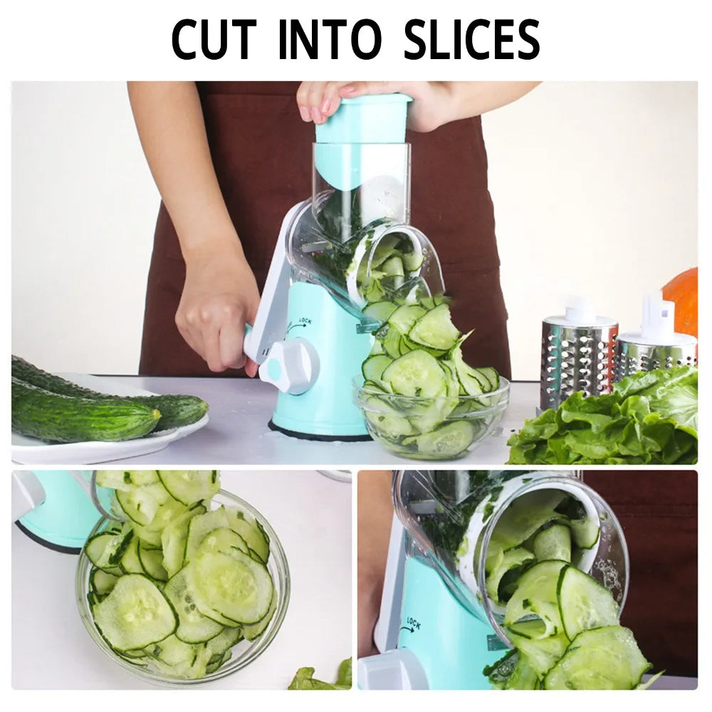 3-in-1 Rotary Cheese Grater & Vegetable Slicer