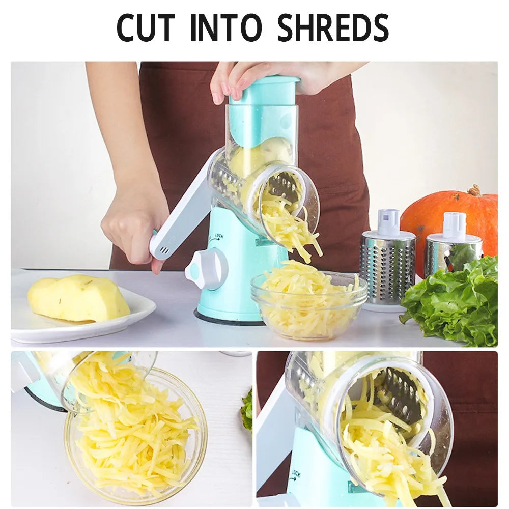 3-in-1 Rotary Cheese Grater & Vegetable Slicer